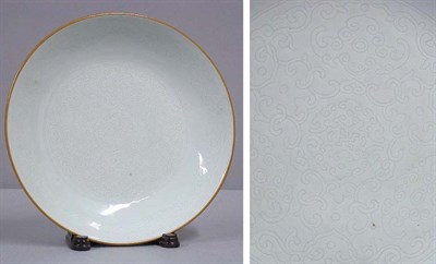Lot 337 - Chinese Carved Celadon Porcelain Bowl Late...