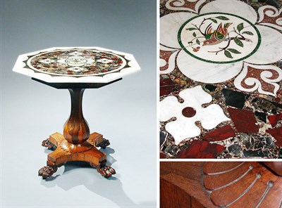 Lot 317 - William IV Rosewood, Pietra Dura and Marble...