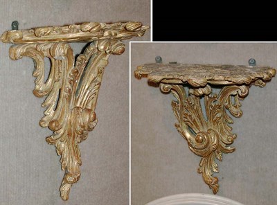 Lot 267 - Pair of Continental Rococo Gilt-Wood Brackets...