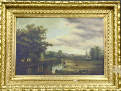 Lot 3 - American School 19th Century COWS AT REST BY A...