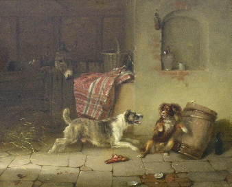 Lot 131 - Continental School 19th Century DOGS FIGHTING...
