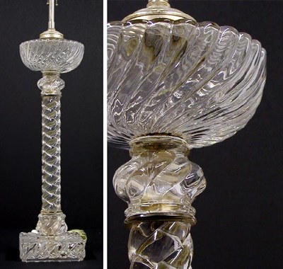 Lot 309 - Baccarat Type Glass Lamp Converted from an oil...