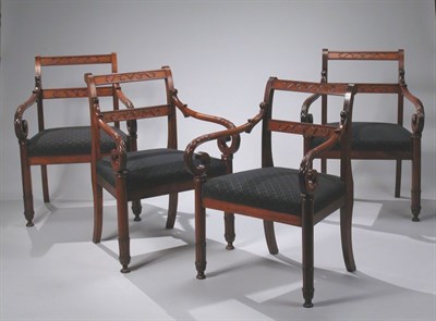 Lot 161 - Set of Four Baltic Neoclassical Open Armchairs...