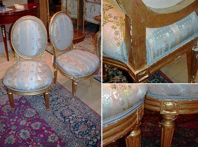 Lot 320 - Pair of Louis XVI Gilt-Wood Side Chairs Late...