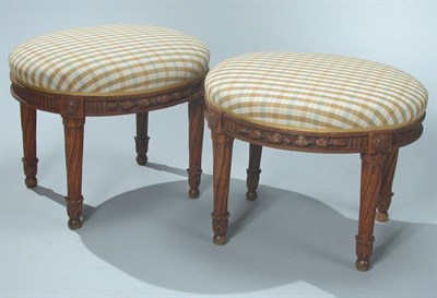 Lot 212 - Pair of Scandinavian Louis XVI Walnut Stools...