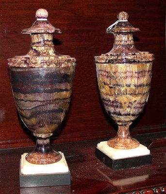 Lot 250 - Pair of George III Bluejohn Cassolettes Each...