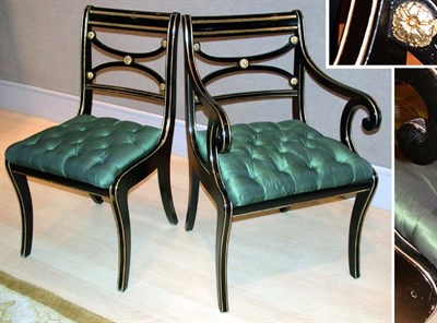 Lot 2490 - Set of Eight Regency Style Black Painted and...
