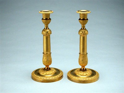 Lot 291 - Pair of Charles X Gilt-Bronze Candlesticks...