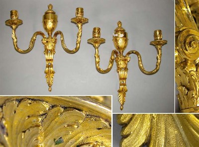 Lot 255 - Pair of Louis XVI Gilt-Bronze Two-Light...