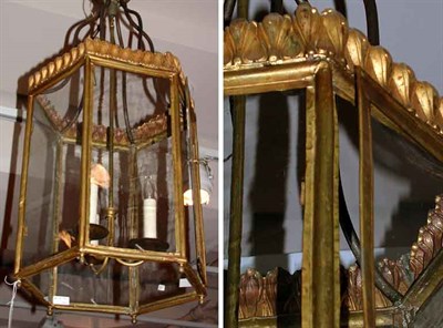 Lot 263 - Louis XVI Gilt-Metal Three-Light Lantern 19th...
