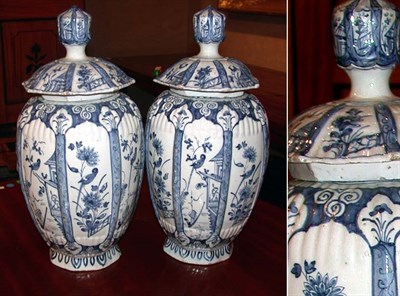 Lot 159 - Pair of Dutch Delft Blue and White Covered...