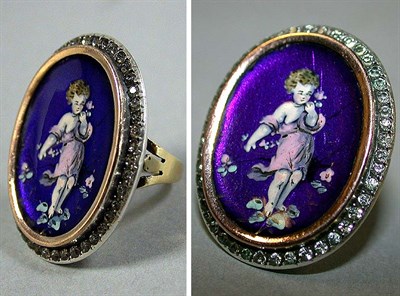Lot 48 - Enamel and Paste Ring