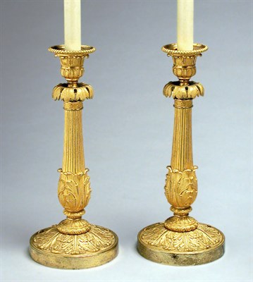 Lot 289 - Pair of Charles X Gilt-Bronze Candlesticks...