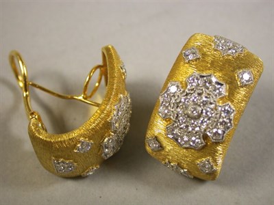 Lot 168 - Pair of Gold and Diamond Earrings