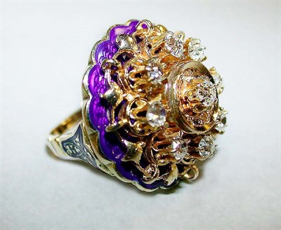 Lot 299 - Diamond and Enamel Cluster Ring