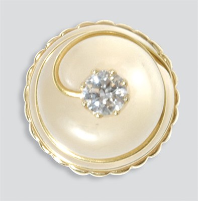 Lot 446 - Frosted Rock Crystal and Diamond Dome Ring