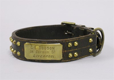 Lot 30 - English Leather and Brass Dog Collar 19th...