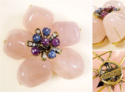 Lot 931 - Iradj Moini Pink Glass Flowerhead Brooch
