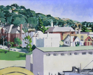 Lot 35 - Manner of Fairfield Porter VIEW OF HOUSES Oil...