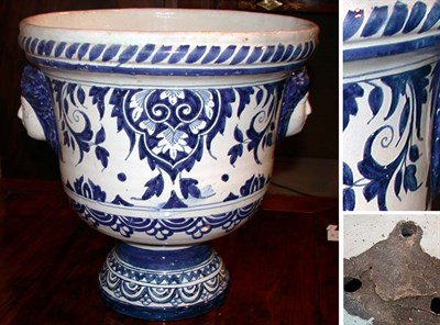 Lot 153 - Continental Blue and White Faience Jardiniere...