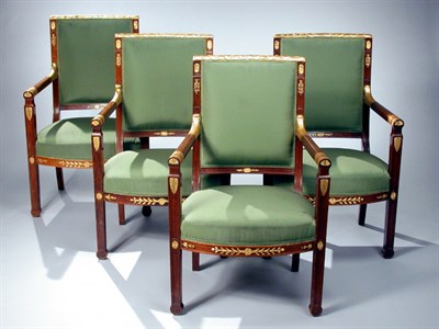 Lot 184 - Set of Four Empire Parcel Gilt and Mahogany...