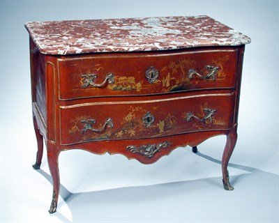 Lot 233 - Louis XV Gilt Decorated Red Lacquered Commode...