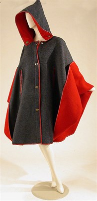 Lot 569 - Bonnie Cashin Charcoal Tweed Cape Coat