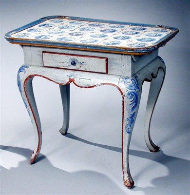 Lot 142 - Danish Rococo Blue Painted and Decorated Side...