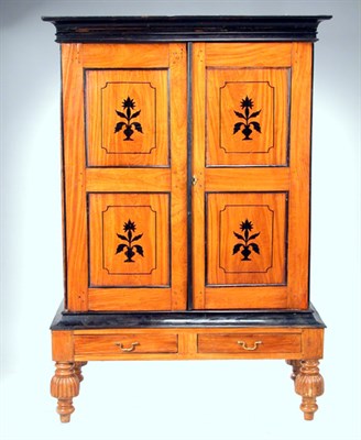 Lot 152 - Anglo Indian Ebony and Teak Armoire 19th...
