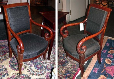 Lot 222 - Pair of Empire Mahogany Fauteuils Early 19th...