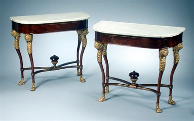 Lot 242 - Pair of German Neoclassical Brass Inlaid...