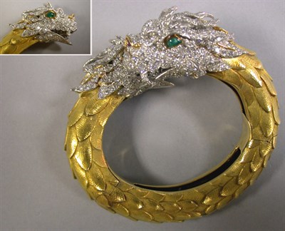 Lot 429 - Diamond Double Dragon Cuff Bracelet