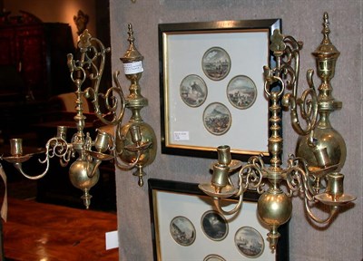 Lot 146 - Pair of Dutch Baroque Style Brass Four-Light...