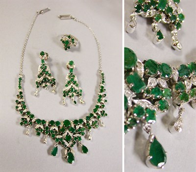 Lot 347 - Suite of Emerald and Diamond Jewelry