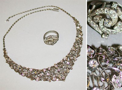 Lot 376 - Gold and Diamond Necklace and Ring