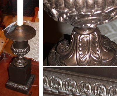 Lot 295 - Pair of Empire Style Patinated-Metal Urn-Form...