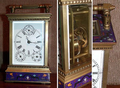Lot 357 - Continental Champleve and Brass Carriage Clock