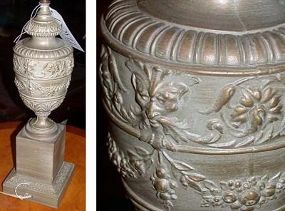 Lot 460 - Pair of Neoclassical Style Patinated-Metal Urn-...