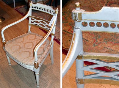 Lot 505 - Pair of Regency Style Painted and Parcel Gilt...