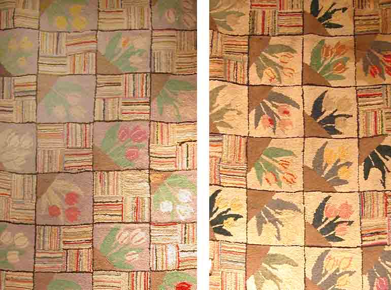 Lot 258 - Two American Hooked Rugs Each in a grid...