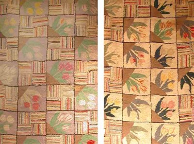 Lot 258 - Two American Hooked Rugs Each in a grid...