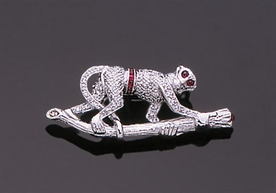 Lot 382 - Gold and Diamond Monkey Pin