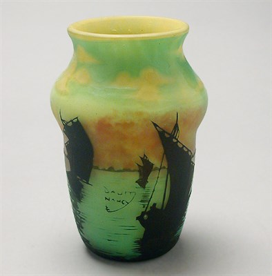 Lot 855 - Daum Nancy Cameo Glass Vase Of swollen...