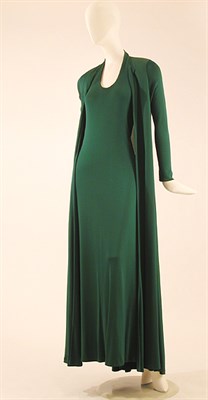 Lot 605 - Halston Forest Green Evening Ensemble American,...