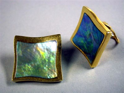 Lot 126 - Pair of Abalone and Gold Earclips
