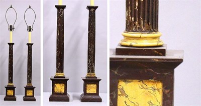 Lot 235 - Pair of Faux Painted Columnar Lamps