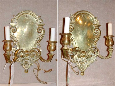 Lot 352 - Pair of Baroque Style Brass Two Light Sconces