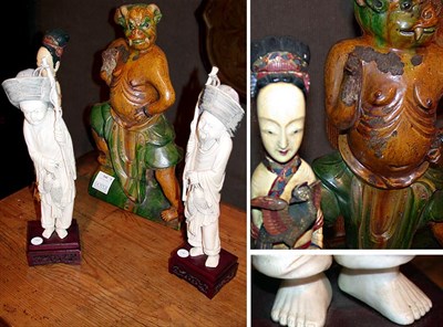 Lot 144 - Group of Four Asian Pottery and Bone Articles...