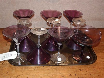 Lot 156 - Group of Clear and Amethyst Glass Barware...