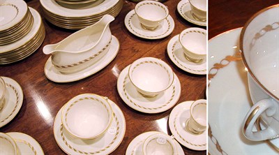 Lot 181 - American Gilt Decorated Porcelain Dinner...